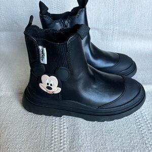 Zara Mickey Mouse Black Boots